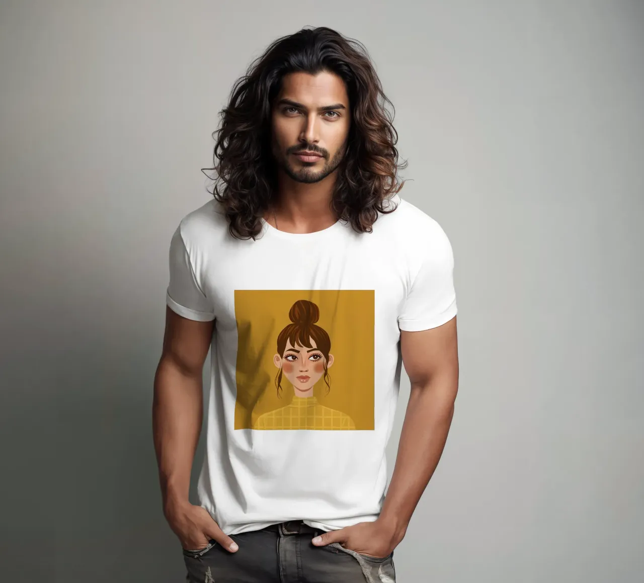 Mustard Gaze Stillness t-shirt by Rain Balance