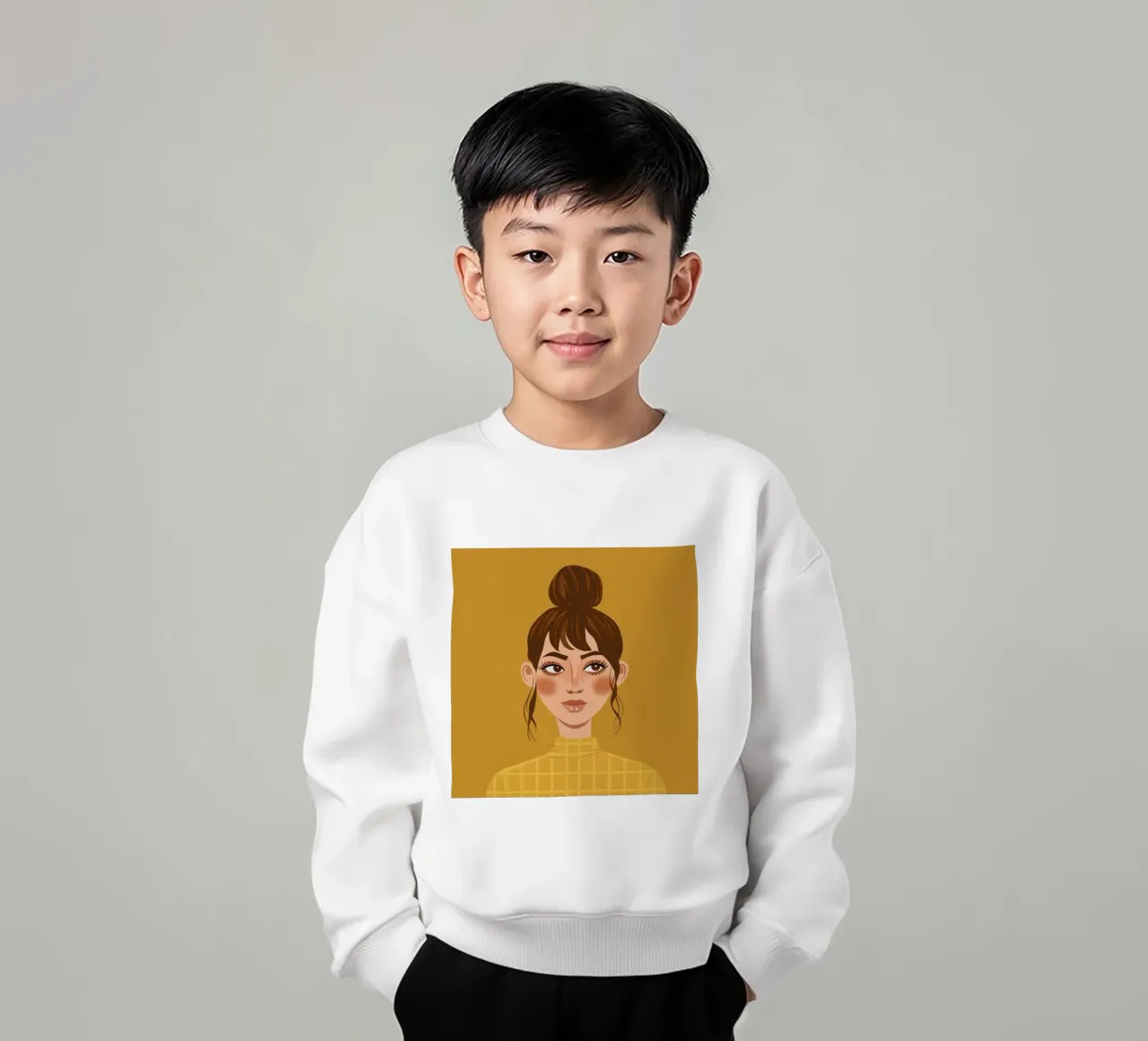 Mustard Gaze Stillness kids sweatshirt by Rain Balance