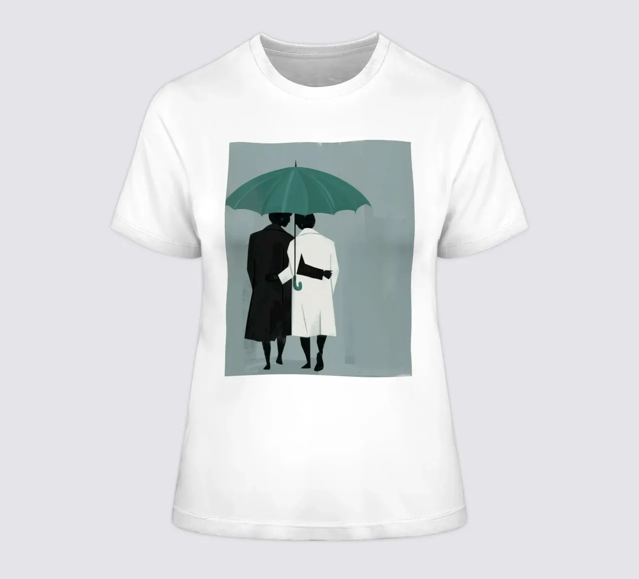 Shared Umbrella Shelter women's fitted t-shirt by Giant Foxs