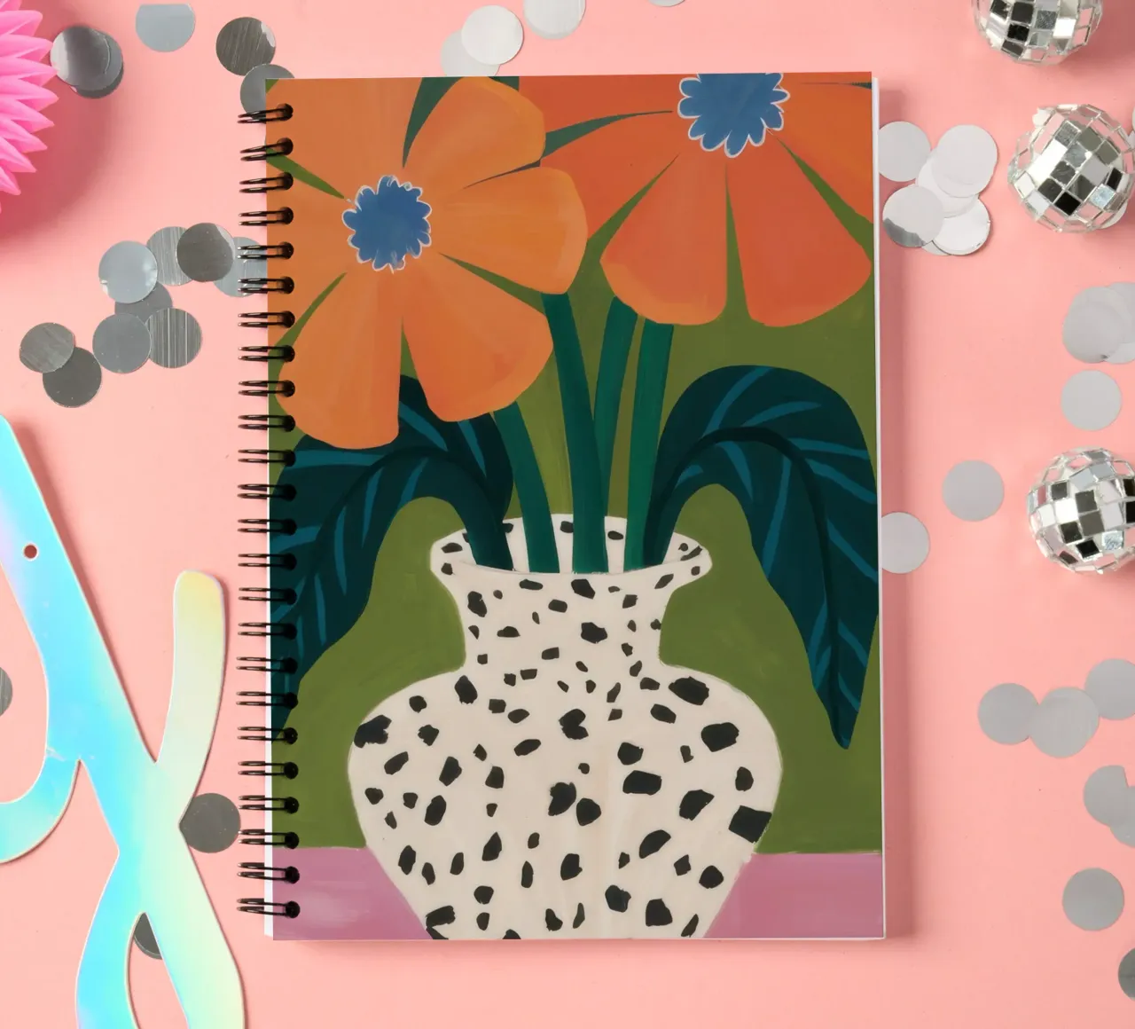Dalmatian Bloom Burst spiral notebook by Rain Balance