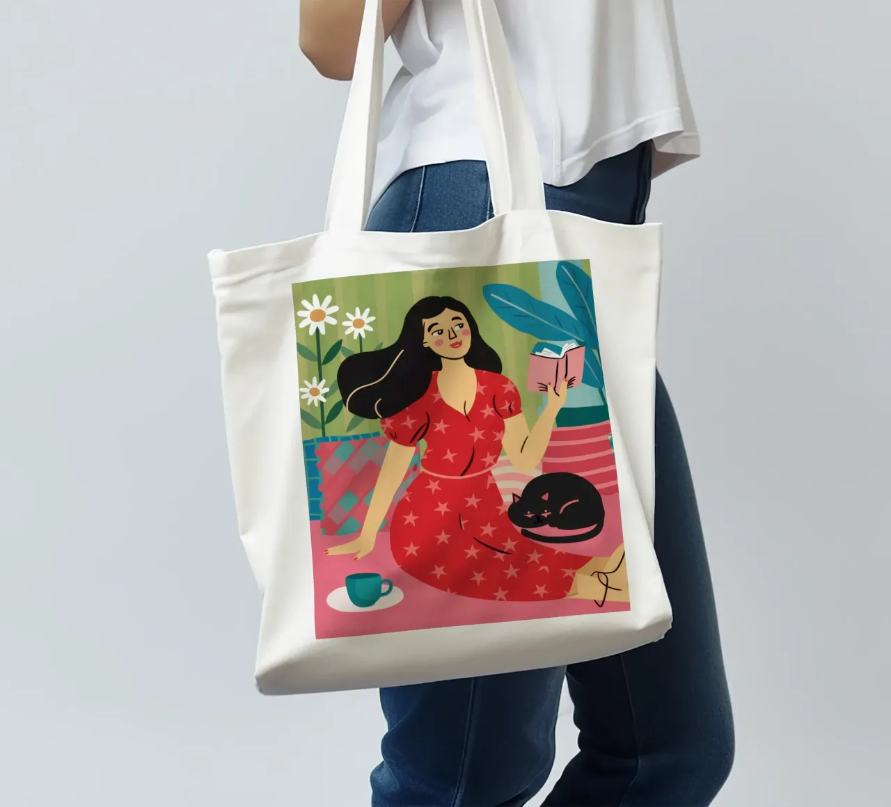 Accogliente compagno di lettura borsa in juta da Mythy Brush