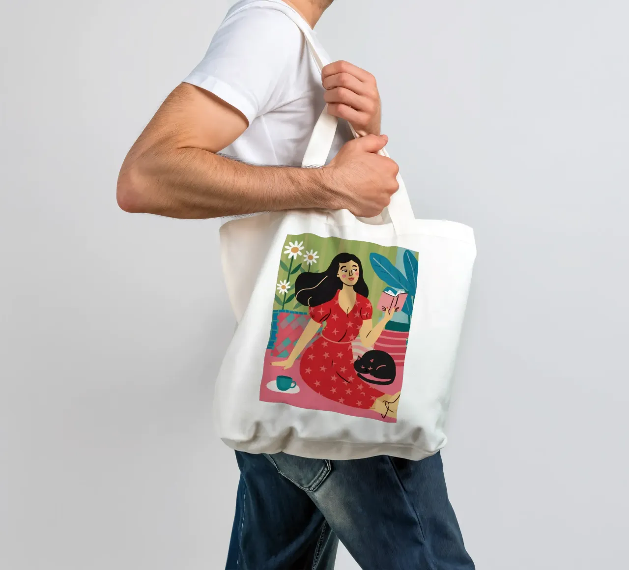 Accogliente compagno di lettura borsa in juta da Mythy Brush
