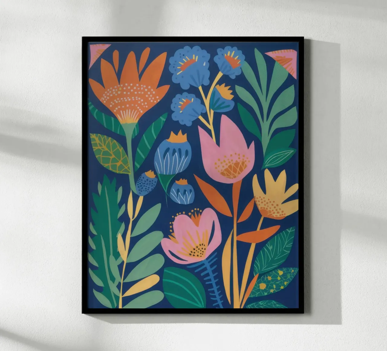 Giardino popolare di mezzanotte poster con telaio in legno da Rain Balance