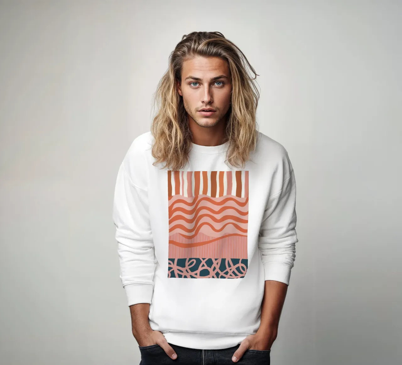 Onde grafiche in terracotta felpa da Ink Pulse