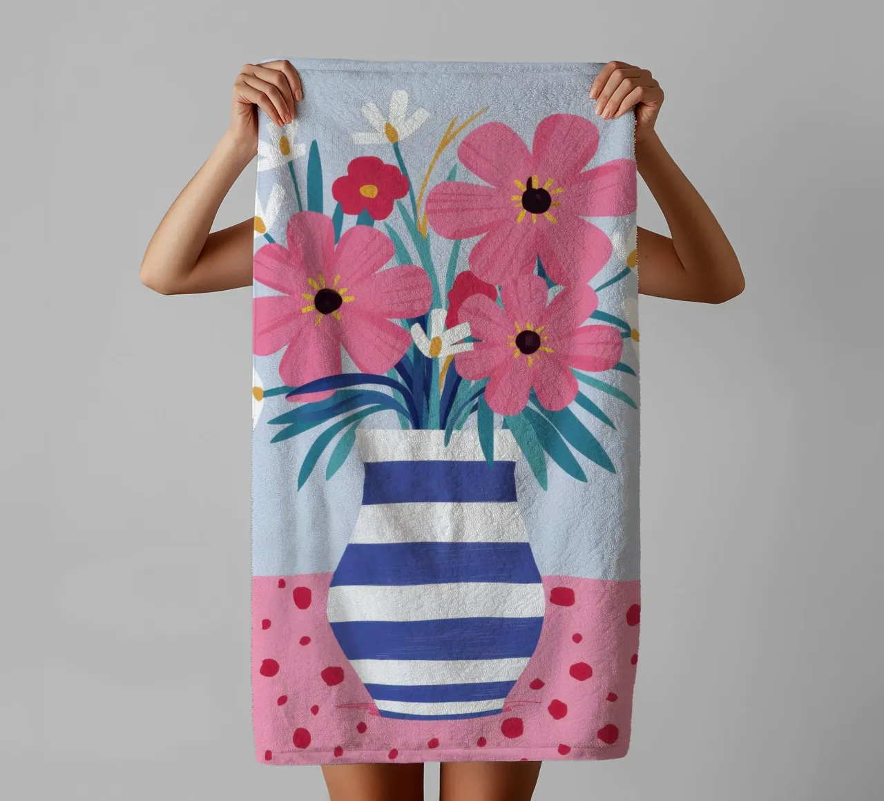 Breton Stripe Posy towel by Rain Balance
