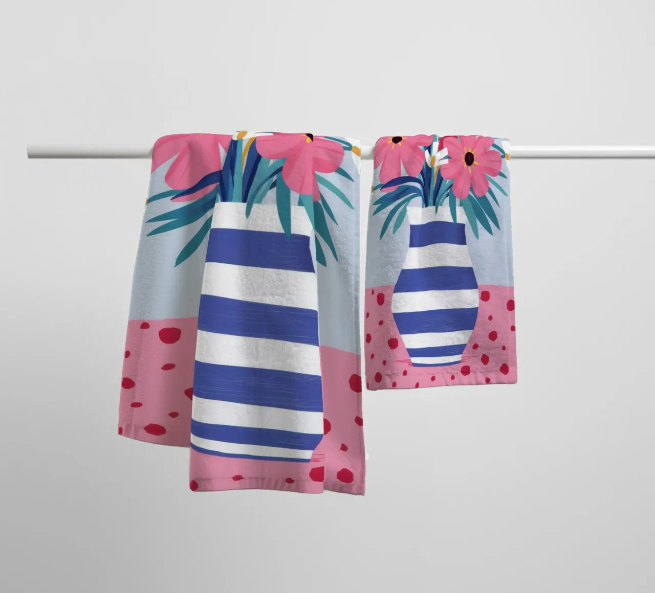 Breton Stripe Posy towel by Rain Balance