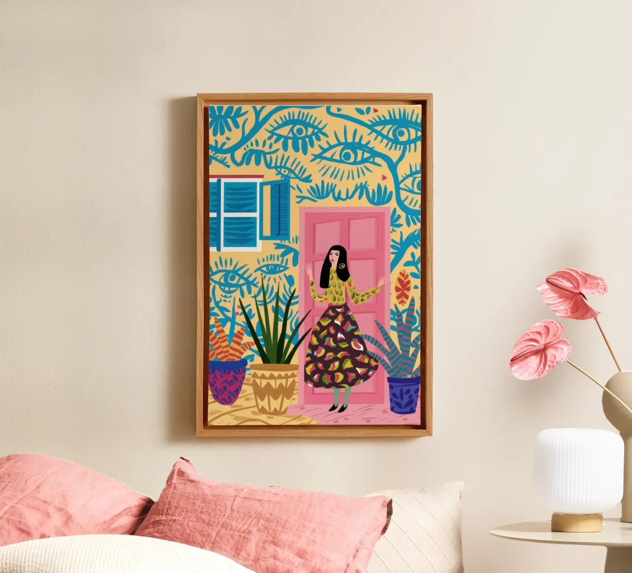 The Blue Doorway canvas with Floater frame by Ink Pulse