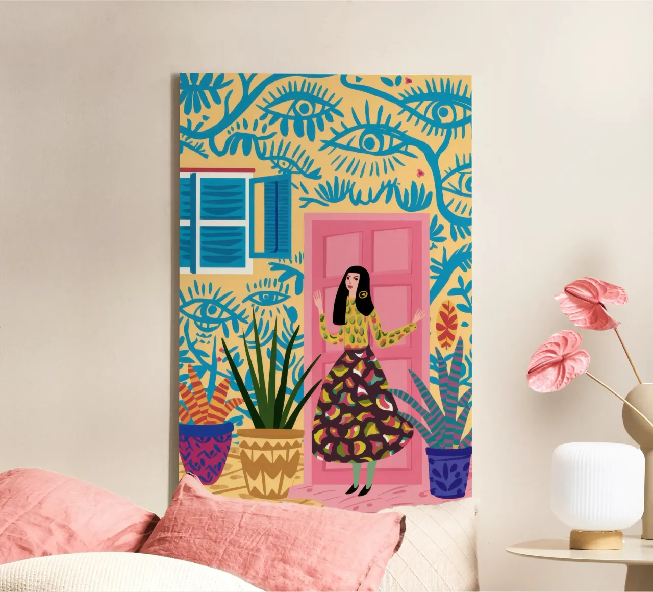 The Blue Doorway canvas with Floater frame by Ink Pulse