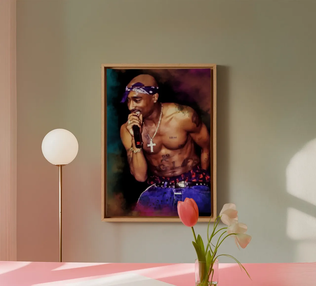 Tupac on stage tela con Cornice a cassetta da Lembayung art