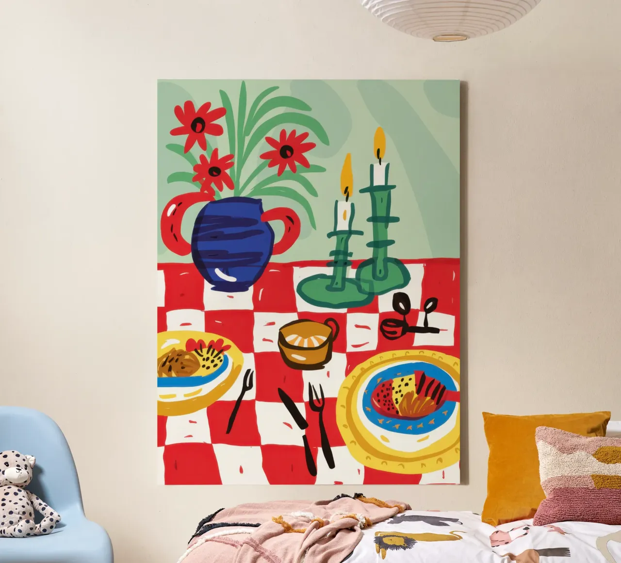 Een overvloedig feest canvas met Baklijst van Mythy Brush