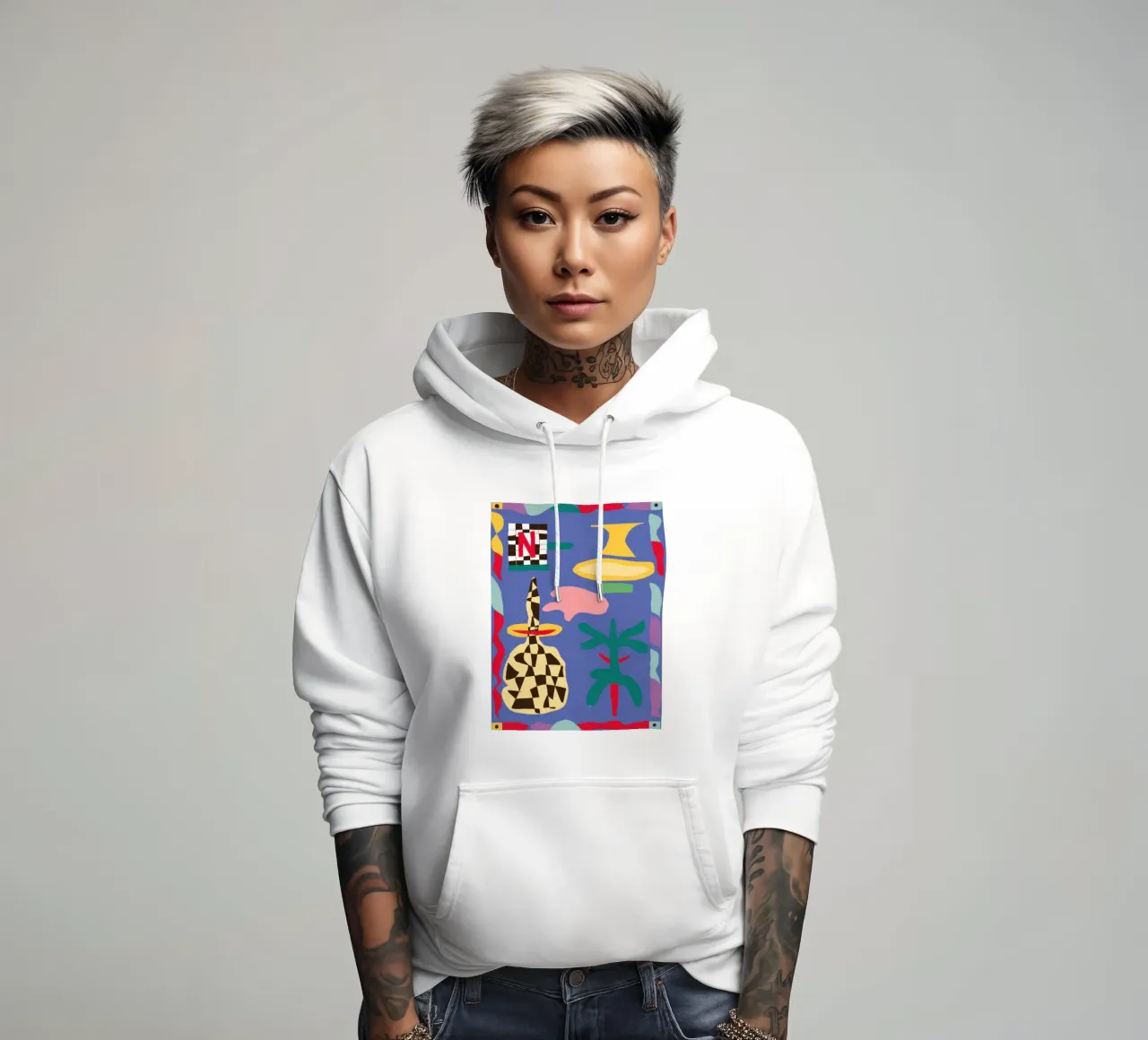 Gioia grafica decostruita felpa con cappuccio da Ink Pulse