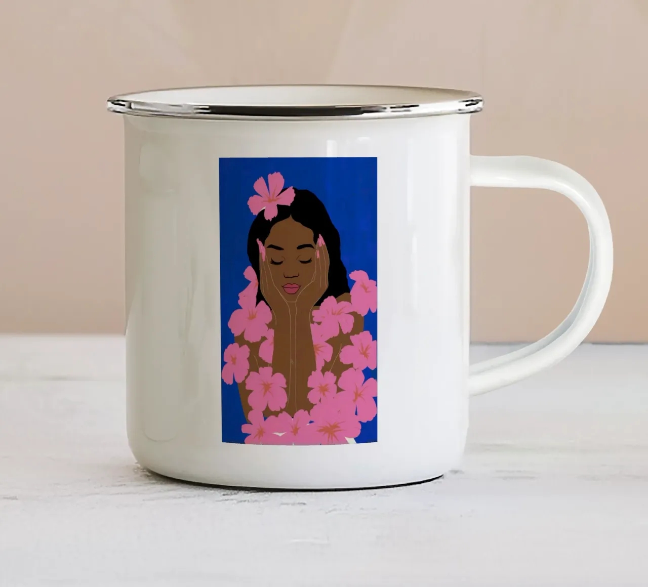 Ghirlanda di fiori radiosi tazza in smalto da Mythy Brush