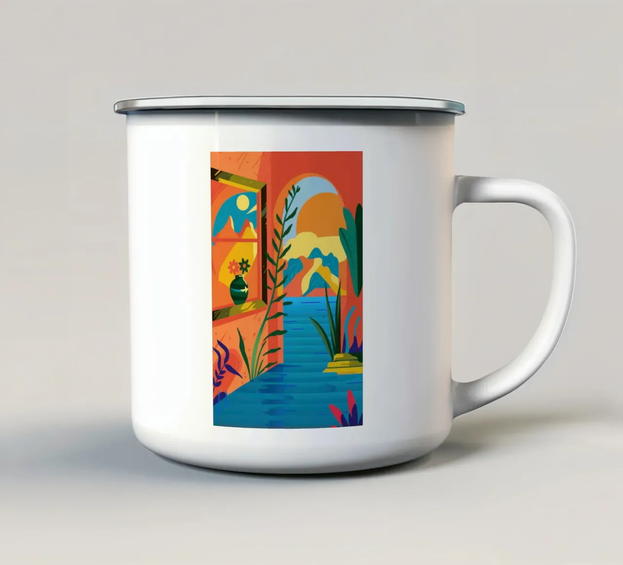 Vista Arco del Tramonto tazza in smalto da Mythy Brush
