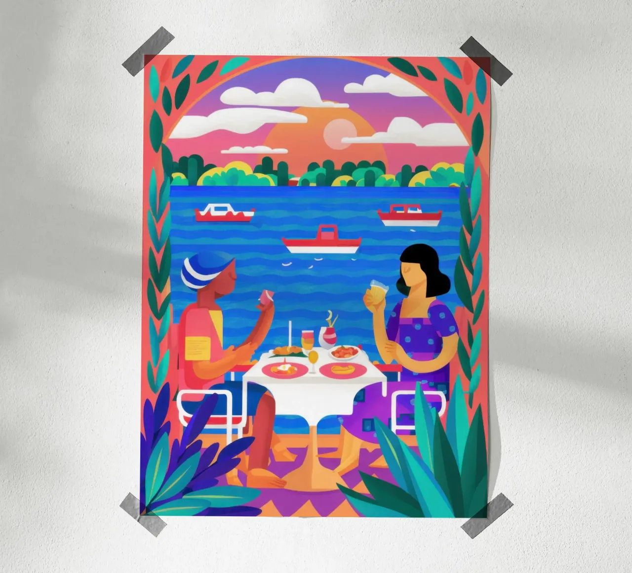 Cena romantica al chiaro di luna poster da Mythy Brush
