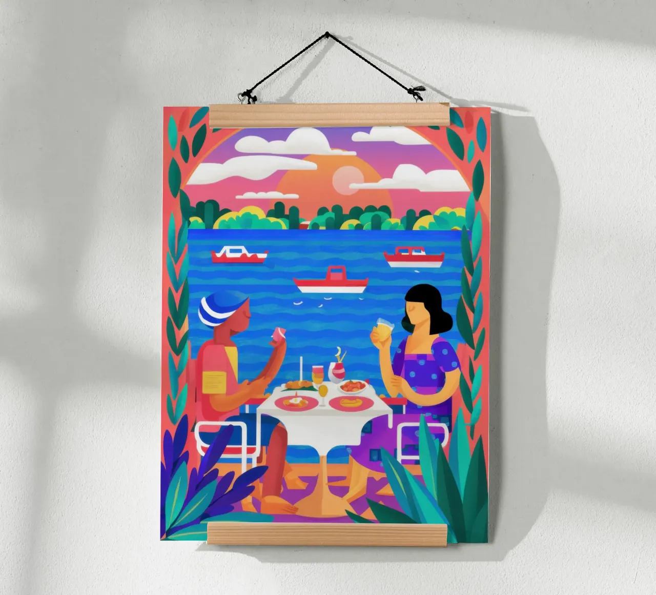 Cena romantica al chiaro di luna poster da Mythy Brush