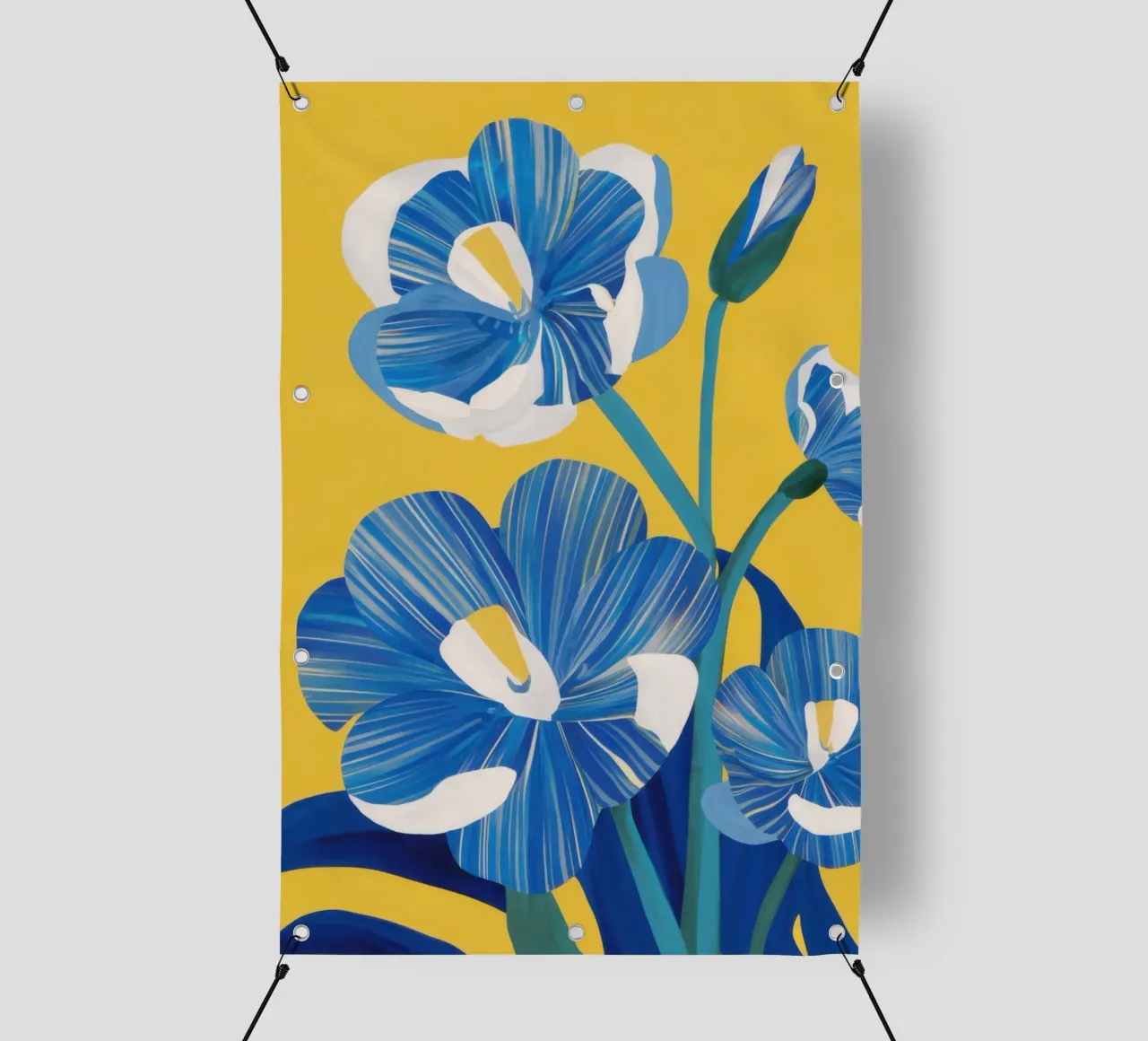 Fiori blu cobalto telo in pvc da Ink Pulse