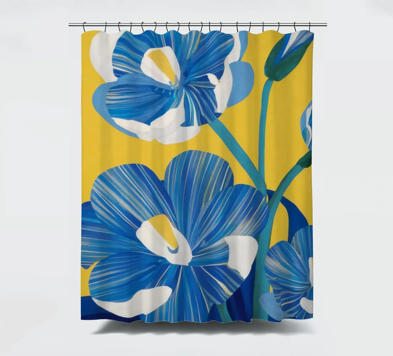 Cobalt Blue Blooms shower curtain by Ink Pulse