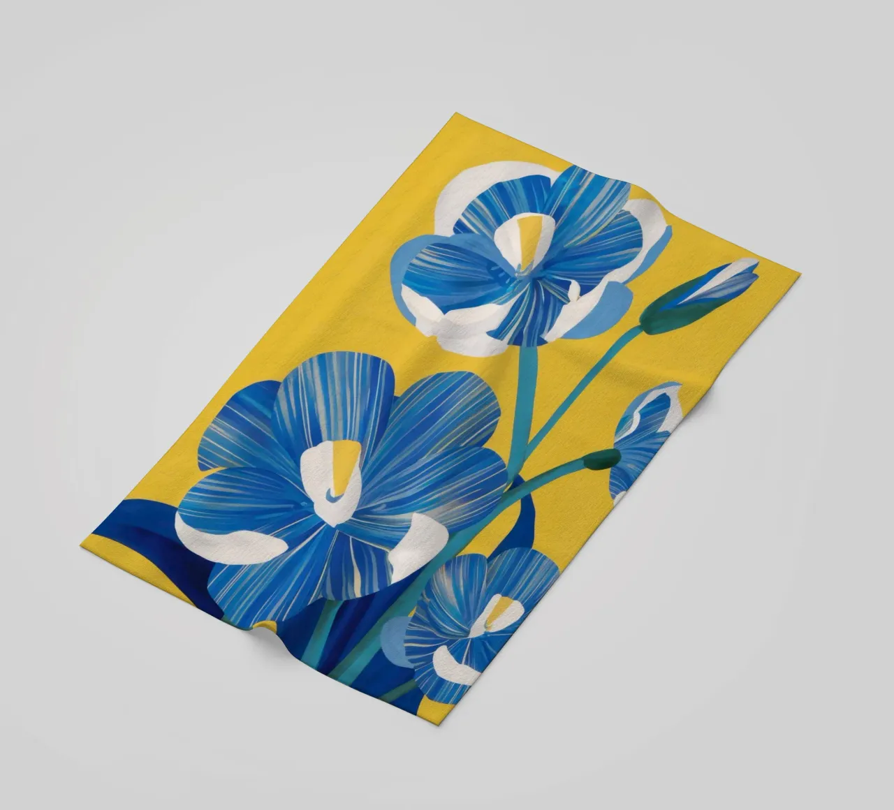 Fiori blu cobalto telo mare da Ink Pulse