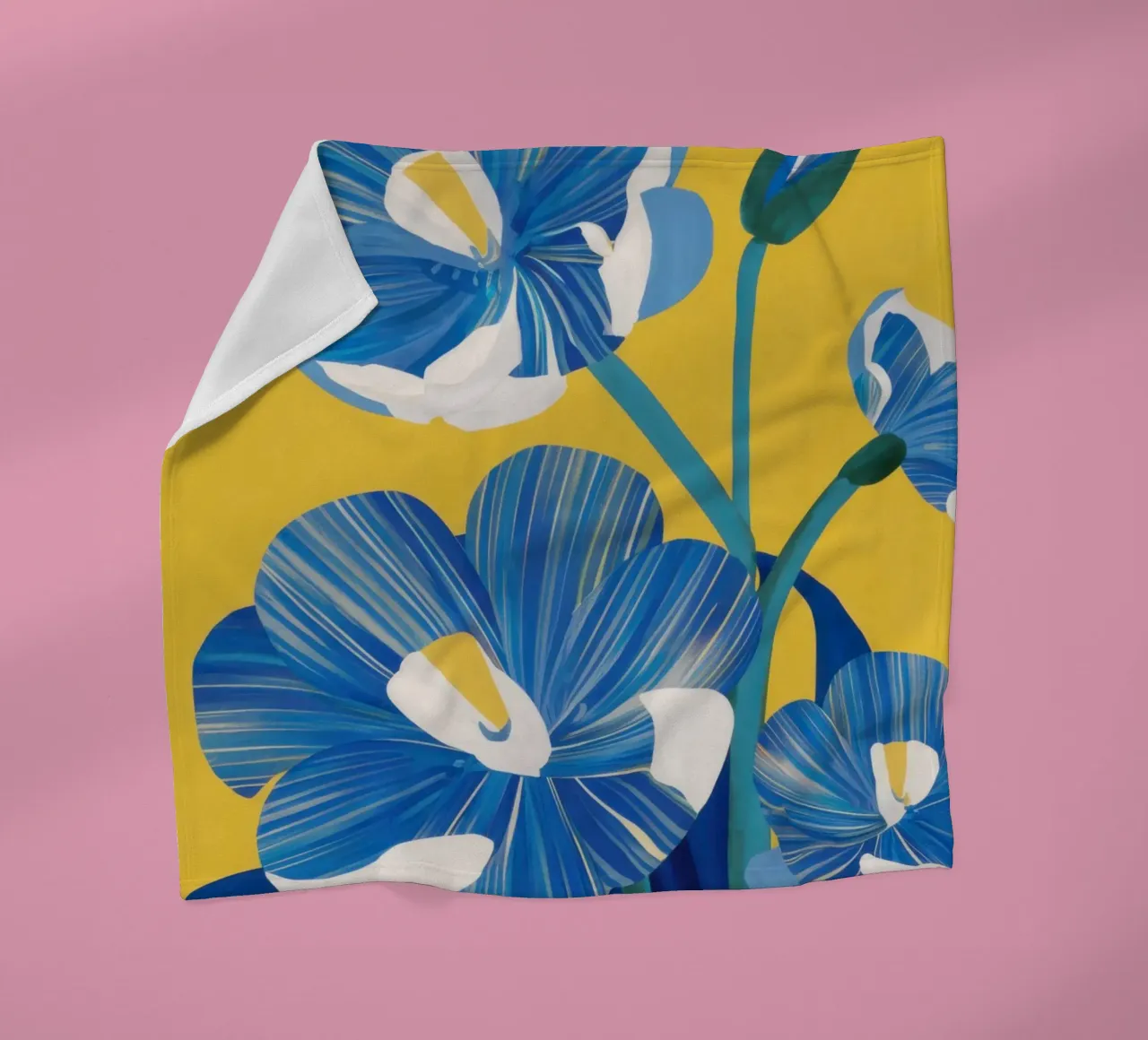 Fiori blu cobalto coperta in pile da Ink Pulse