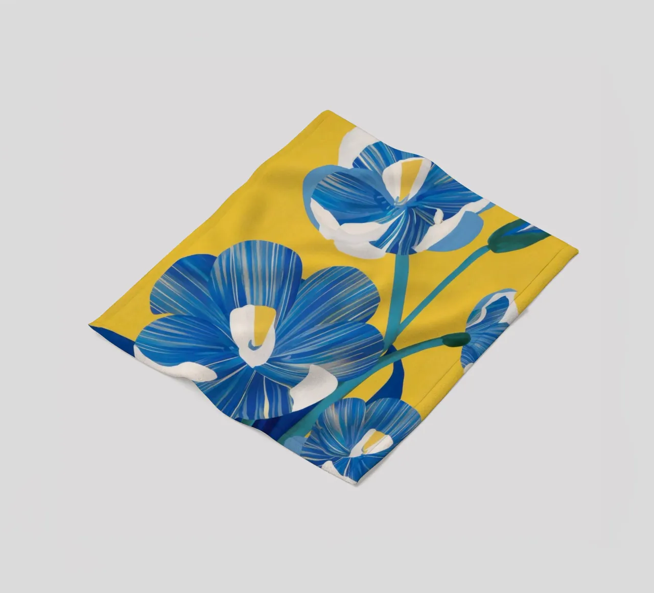 Fiori blu cobalto coperta in pile da Ink Pulse