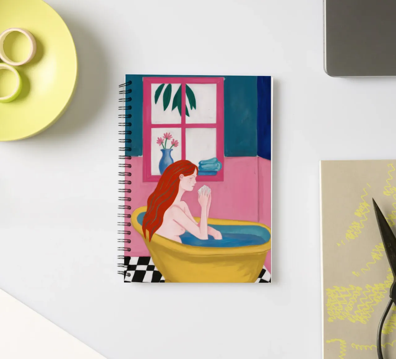 Baignoire jaune Sérénité carnet à spirale de Mythy Brush