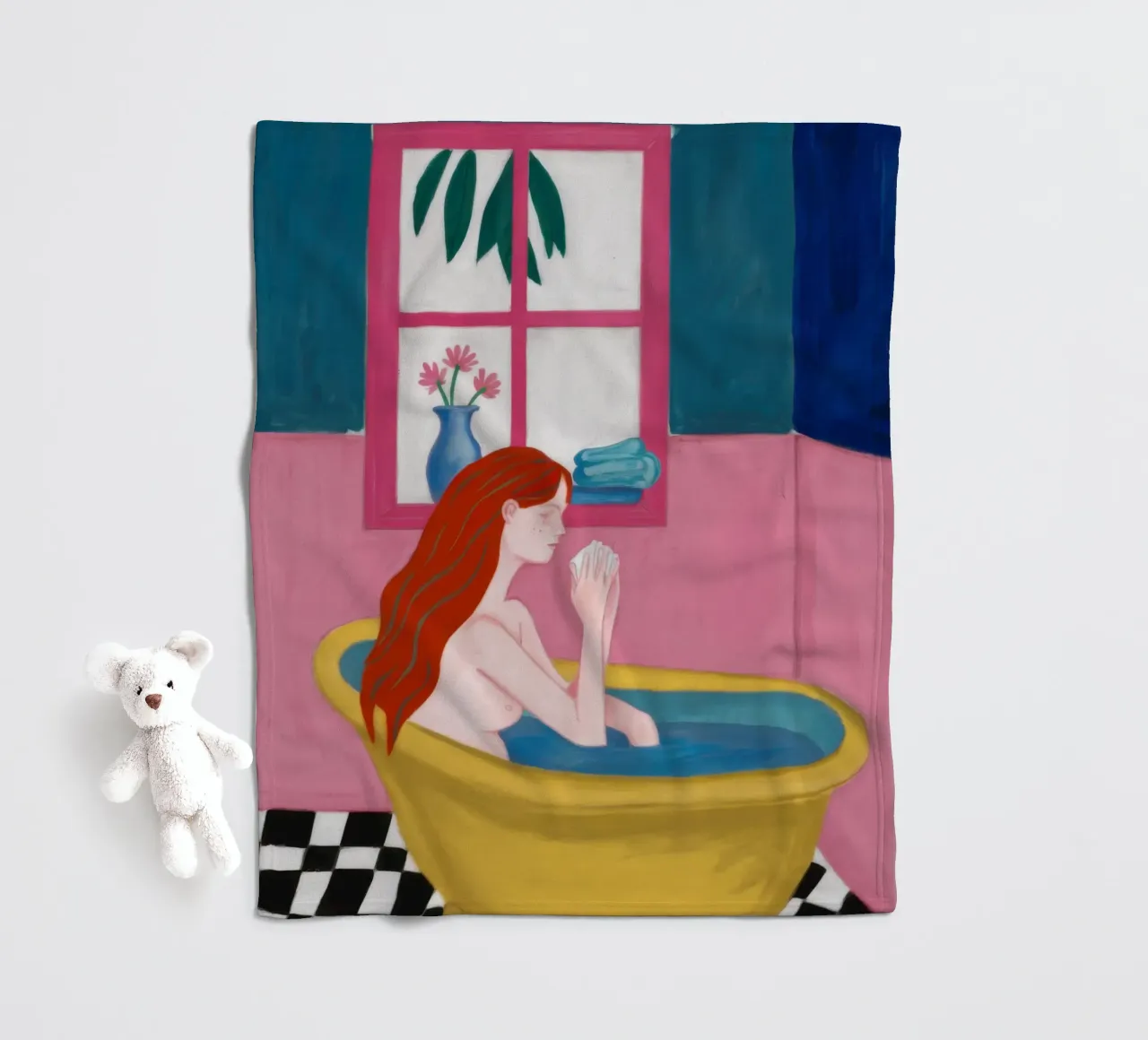Vasca da bagno gialla Serenity coperta in pile da Mythy Brush
