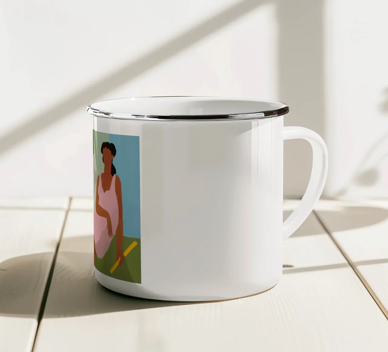 Uno spazio tranquillo e condiviso tazza in smalto da Ink Pulse