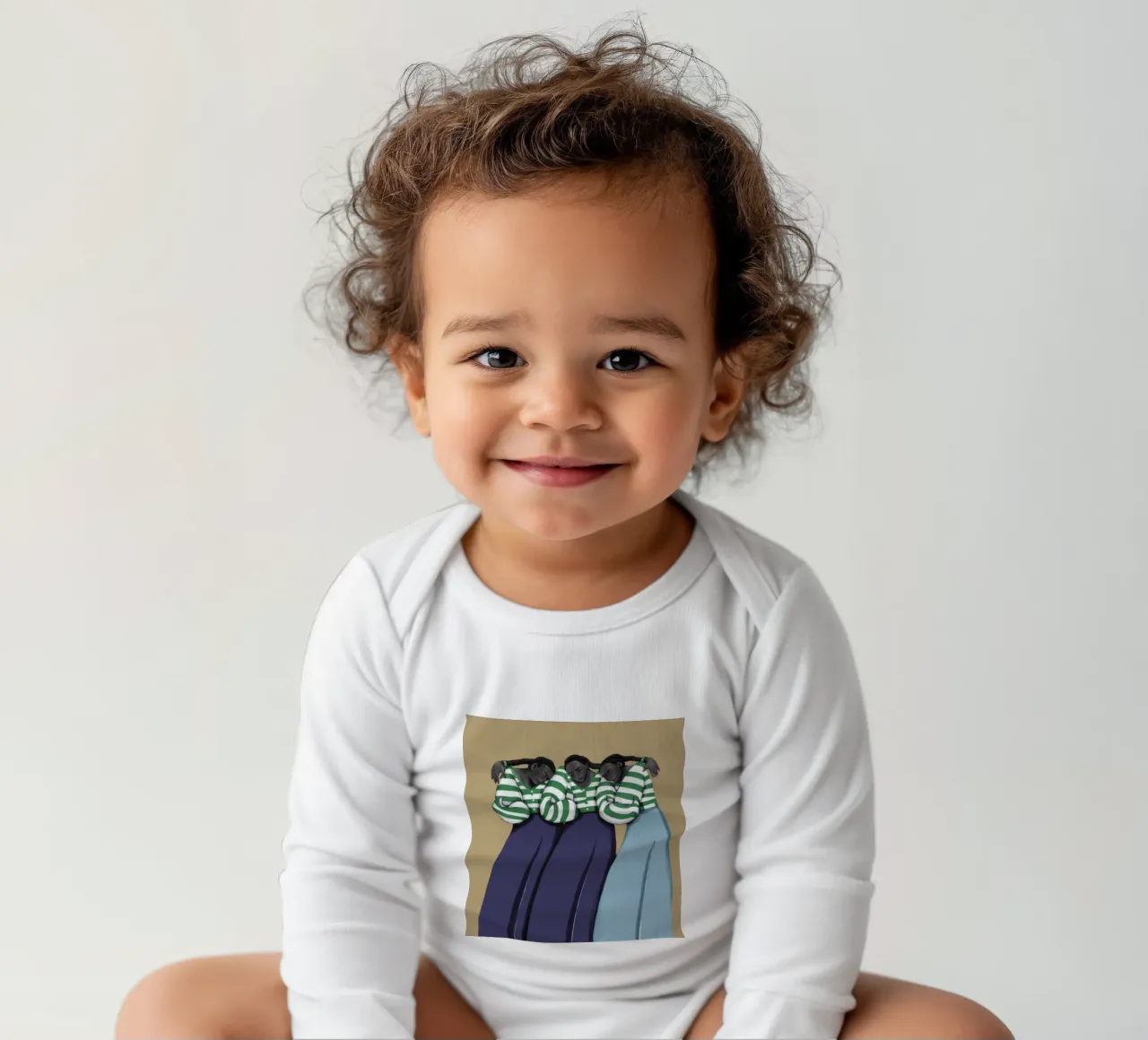 Synchronized Striped Socks long-sleeve baby romper by Ink Pulse