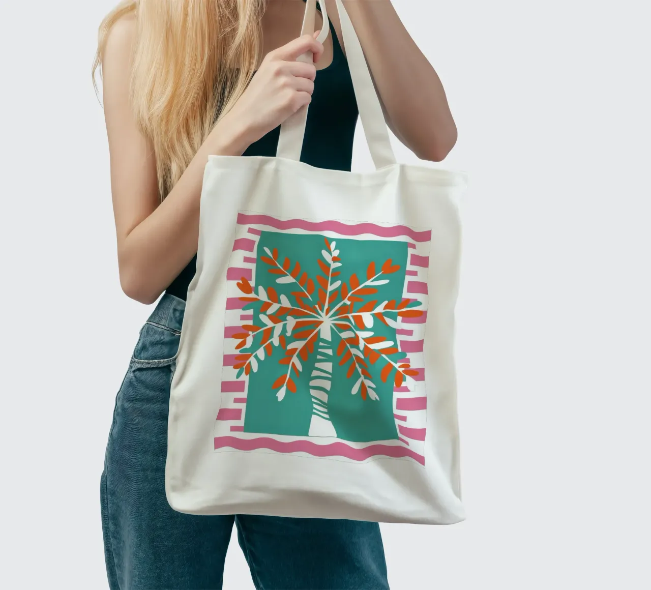 Agrumi in un vaso a righe borsa in juta da Ink Pulse