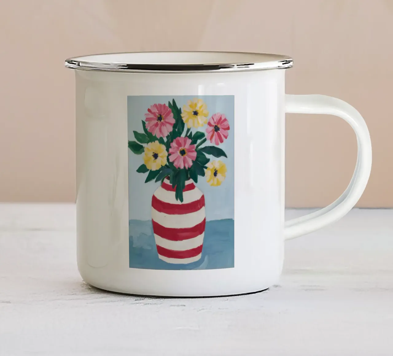 Bouquet estivo pittorico tazza in smalto da Ink Pulse