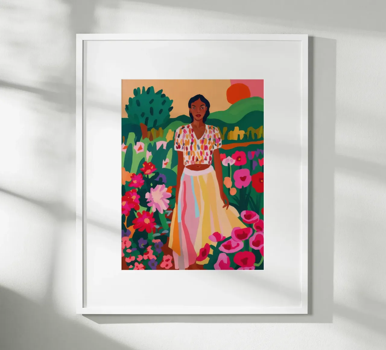 Ballo della Flora al tramonto poster con telaio in alluminio da Mythy Brush