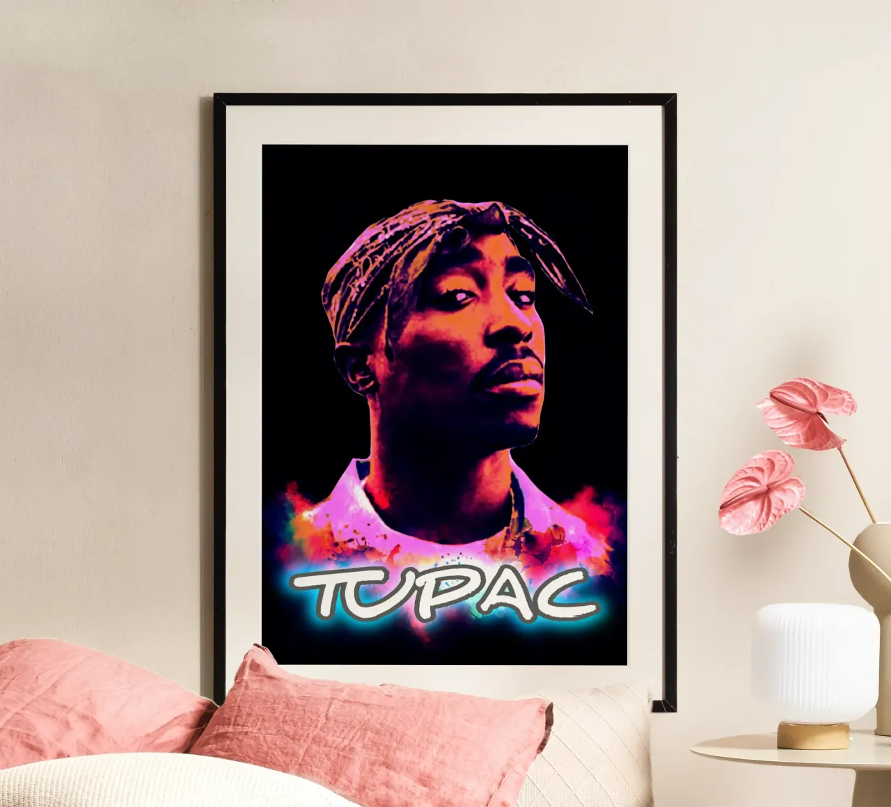 Tupac Shakur hip-hop poster con telaio in alluminio da Lembayung art