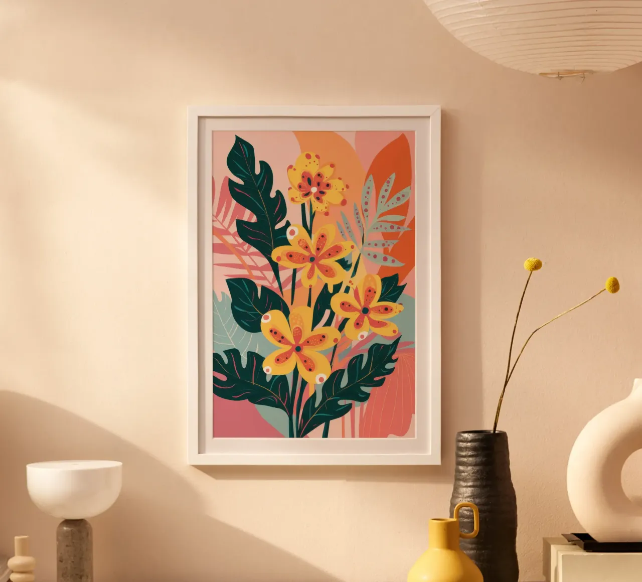 Esplosione di fiori selvatici nel giardino poster da Ink Pulse