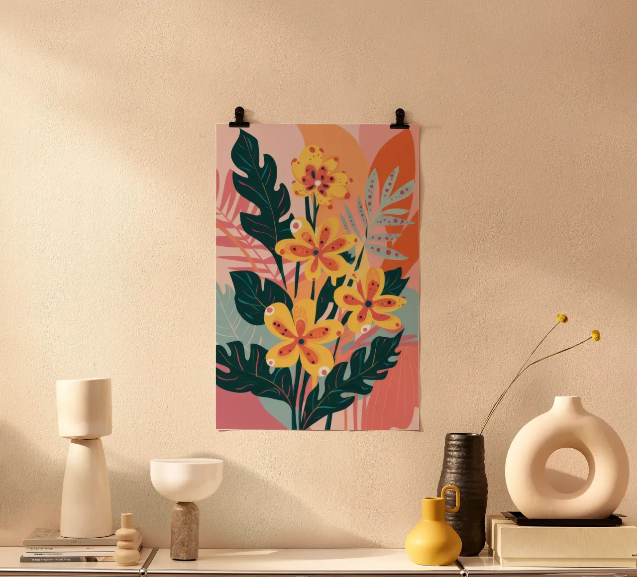 Esplosione di fiori selvatici nel giardino poster da Ink Pulse