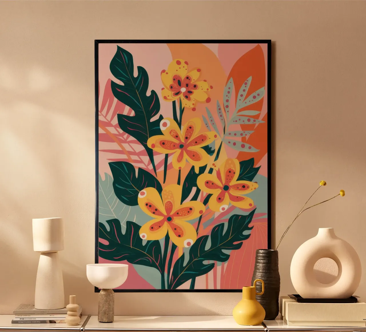 Esplosione di fiori selvatici nel giardino poster da Ink Pulse