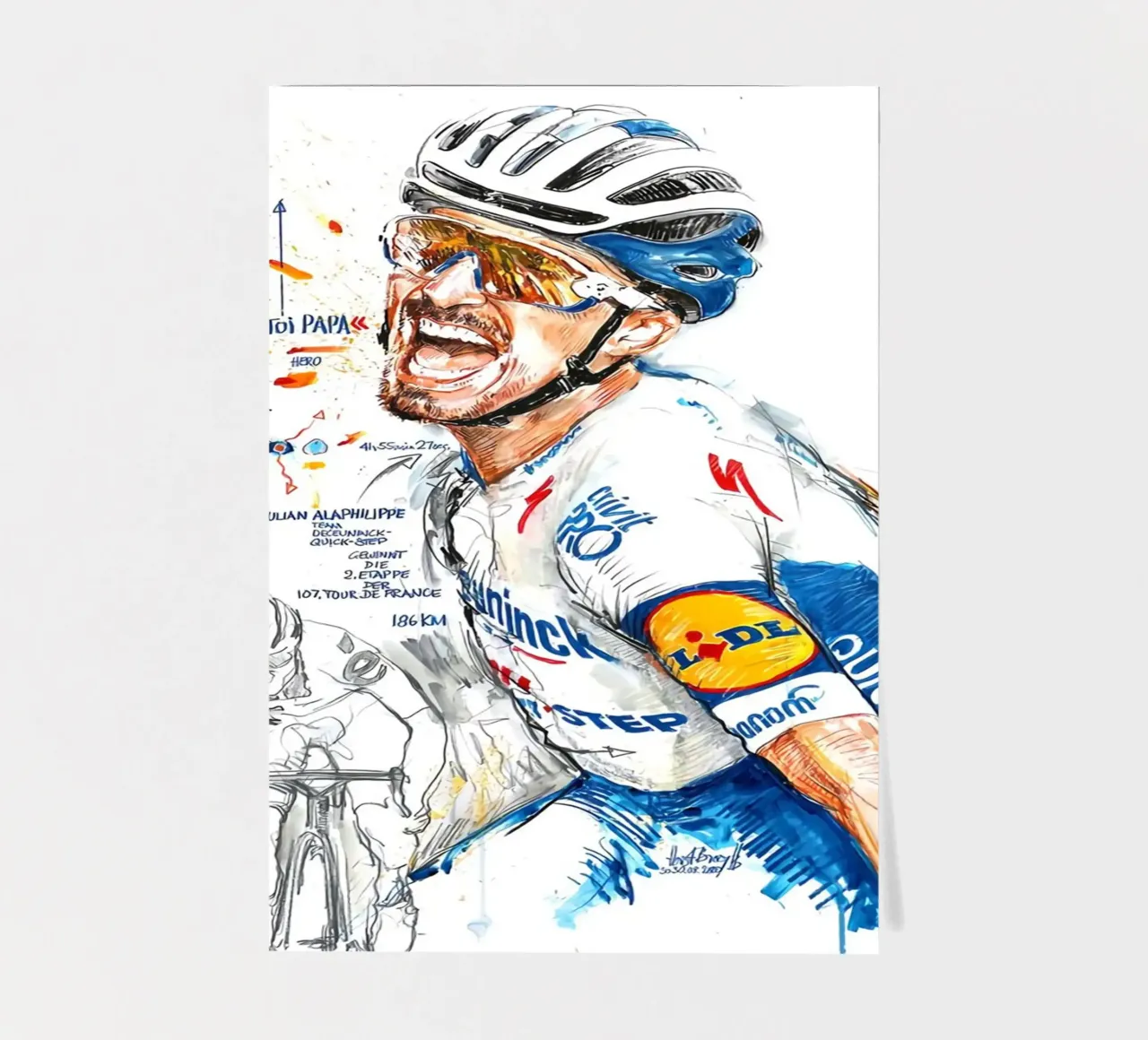 Julian Alaphilippe Finsih Vector foglio adesivo da Goodshops