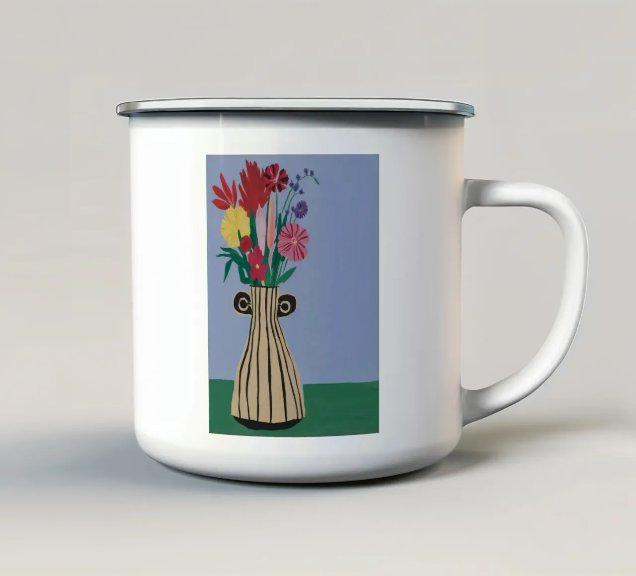 Eleganza in un vaso scanalato tazza in smalto da Ink Pulse