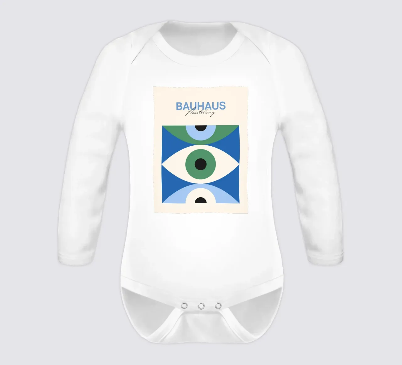 Bauhaus Eyes 1923 | Geometric Abstract Poster long-sleeve baby romper by Studio Vibe