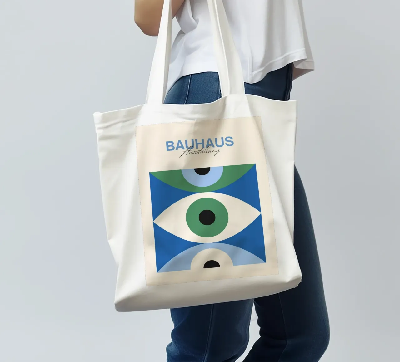 Bauhaus Eyes 1923 | Geometric Abstract Poster tote bag by Studio Vibe