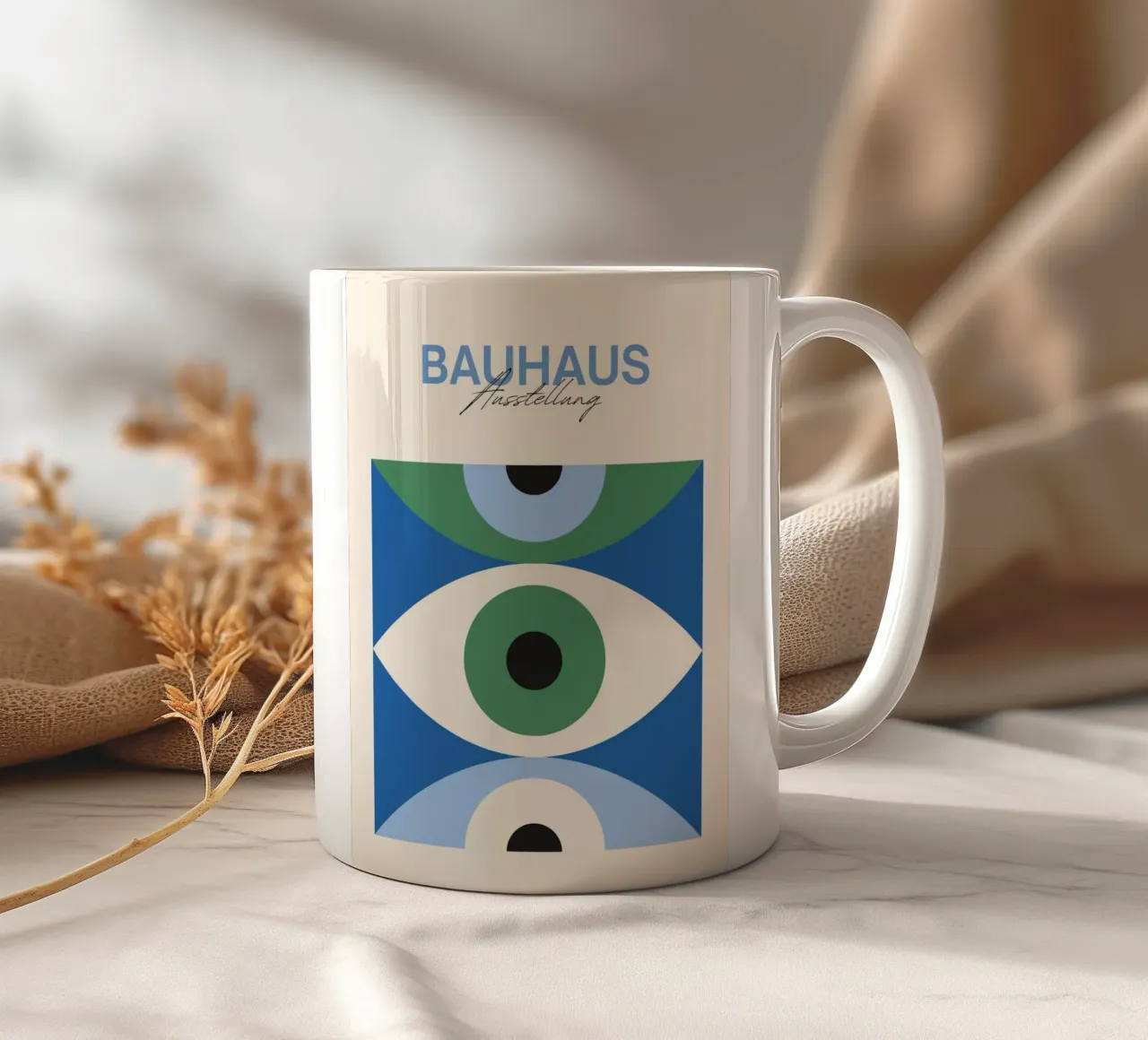 Bauhaus Eyes 1923 | Geometric Abstract Poster ceramic mug by Studio Vibe