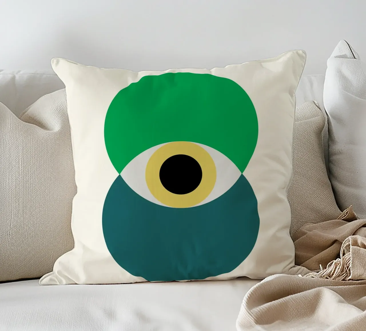 Bauhaus Eye Design | Minimal Abstract Poster Kissen von Studio Vibe