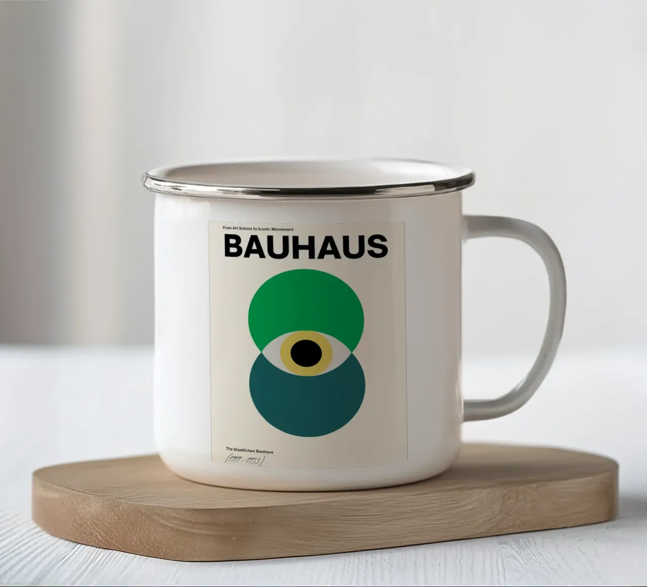 Bauhaus Oogontwerp | Minimal Abstract Poster emaille mok van Studio Vibe