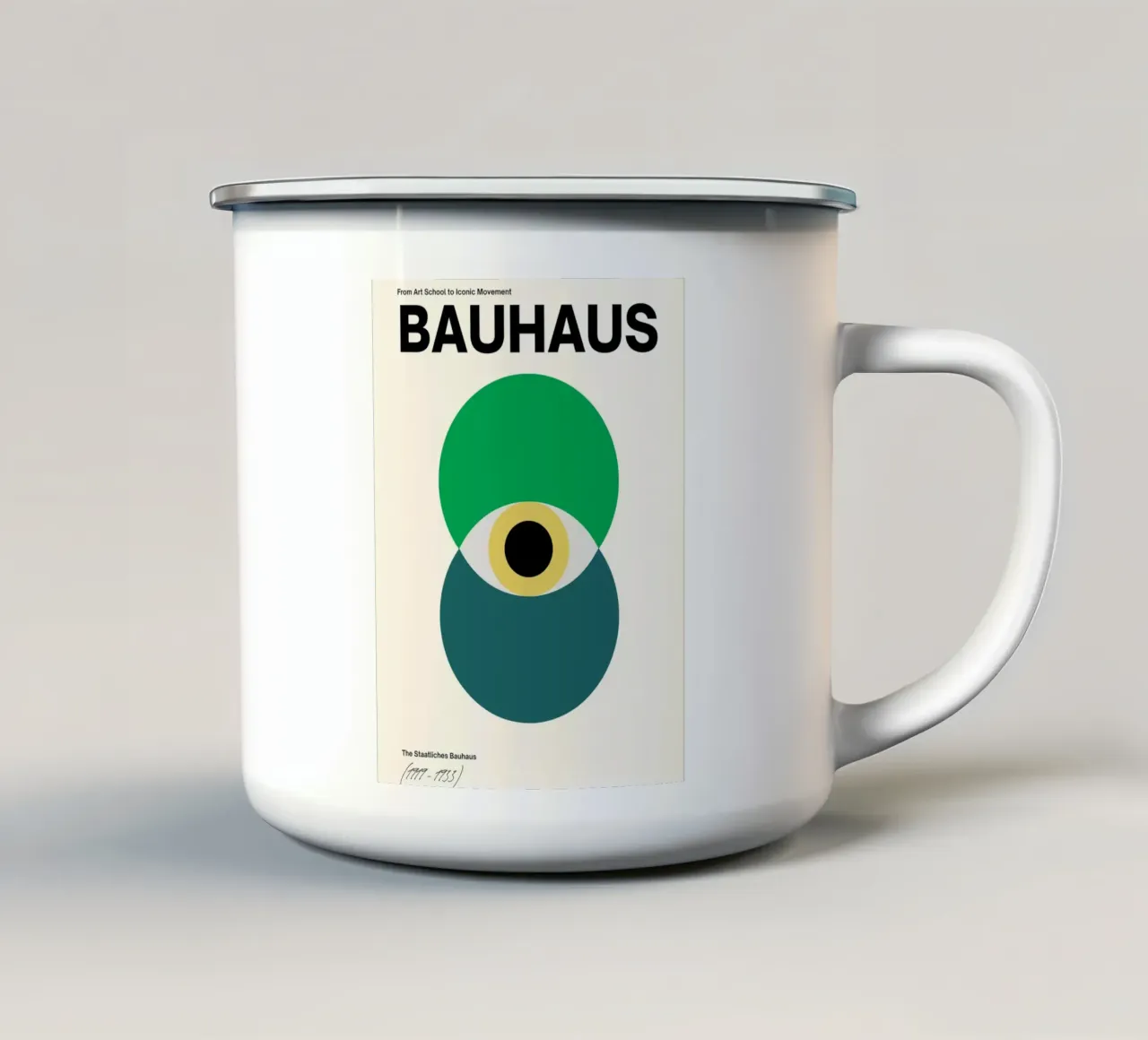 Bauhaus Oogontwerp | Minimal Abstract Poster emaille mok van Studio Vibe
