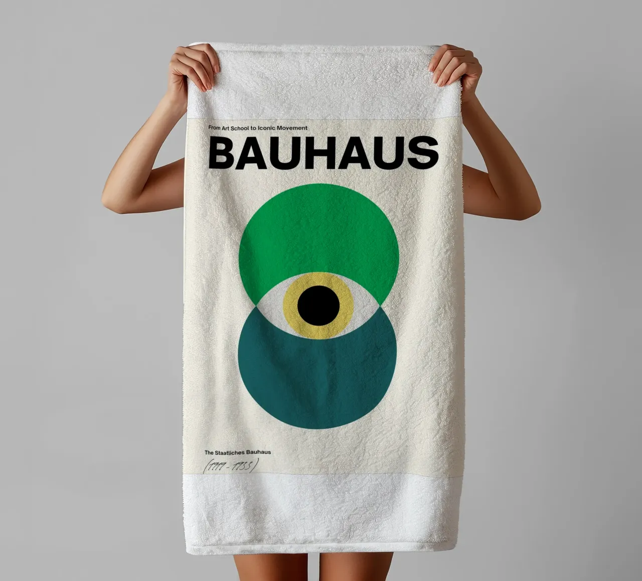 Bauhaus Oogontwerp | Minimal Abstract Poster badhanddoek van Studio Vibe
