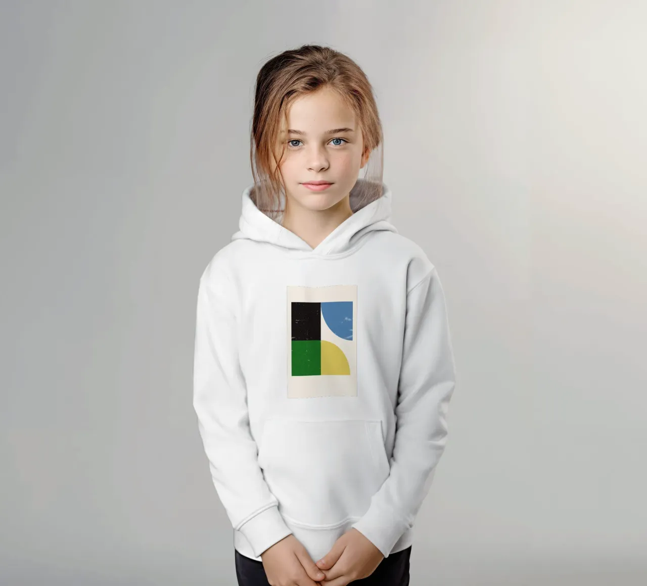 Retro Bauhaus Grid – Geometric Color Blocks kids hoodie by Studio Vibe