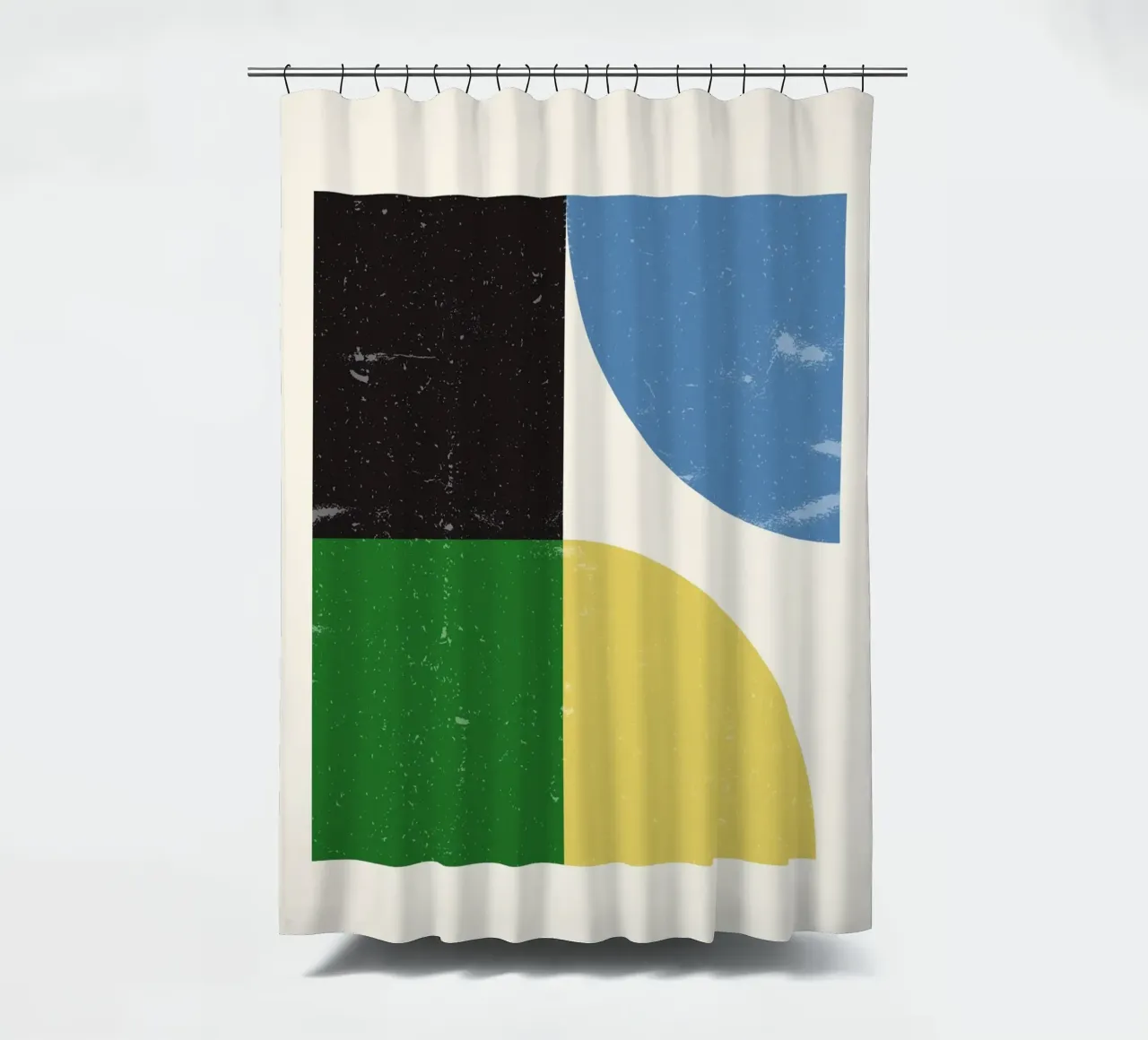Retro Bauhaus Grid – Geometric Color Blocks shower curtain by Studio Vibe