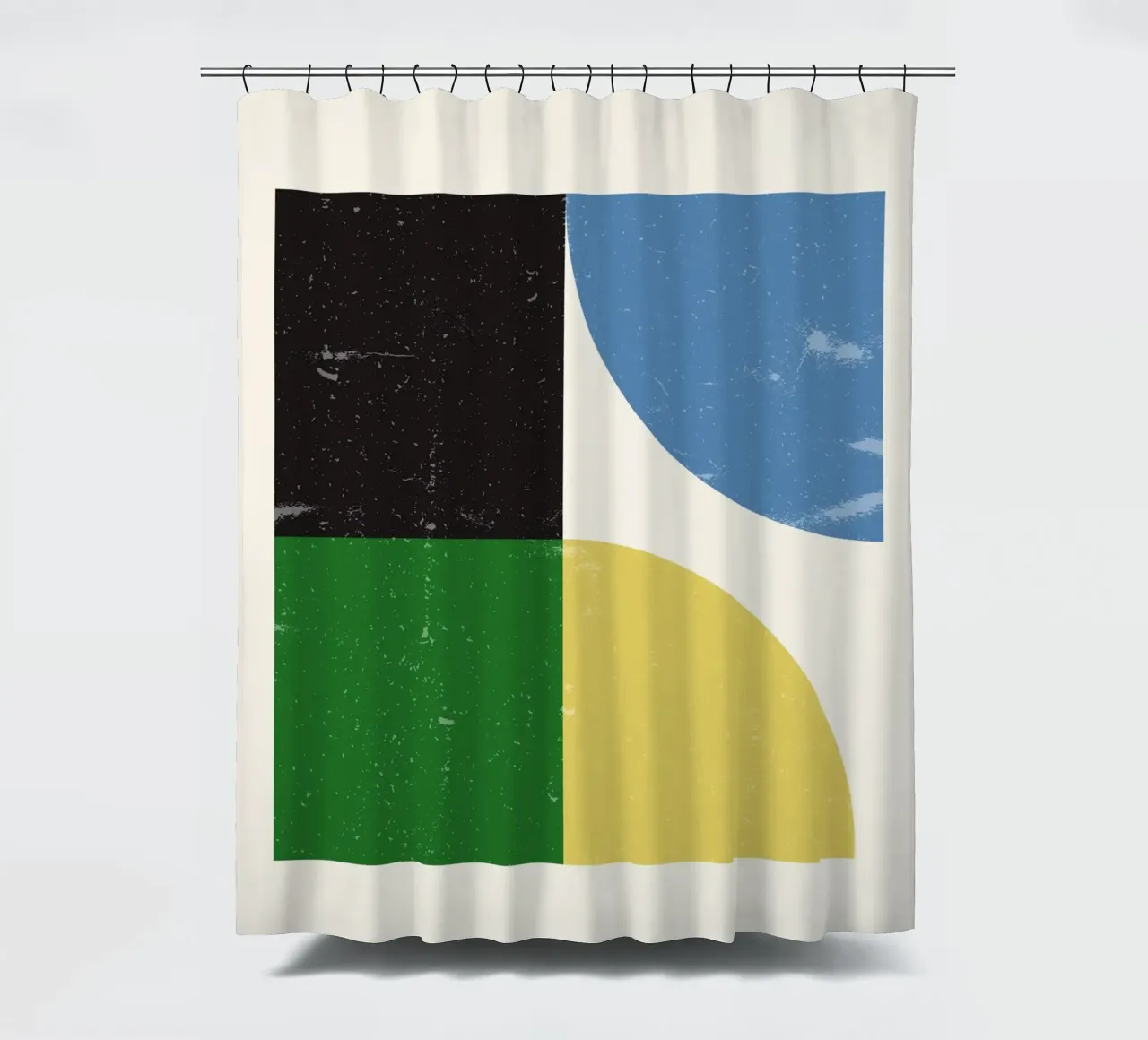 Retro Bauhaus Grid – Geometric Color Blocks shower curtain by Studio Vibe