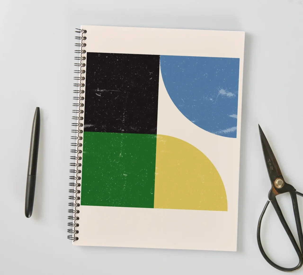 Retro Bauhaus Grid – Geometric Color Blocks spiral notebook by Studio Vibe