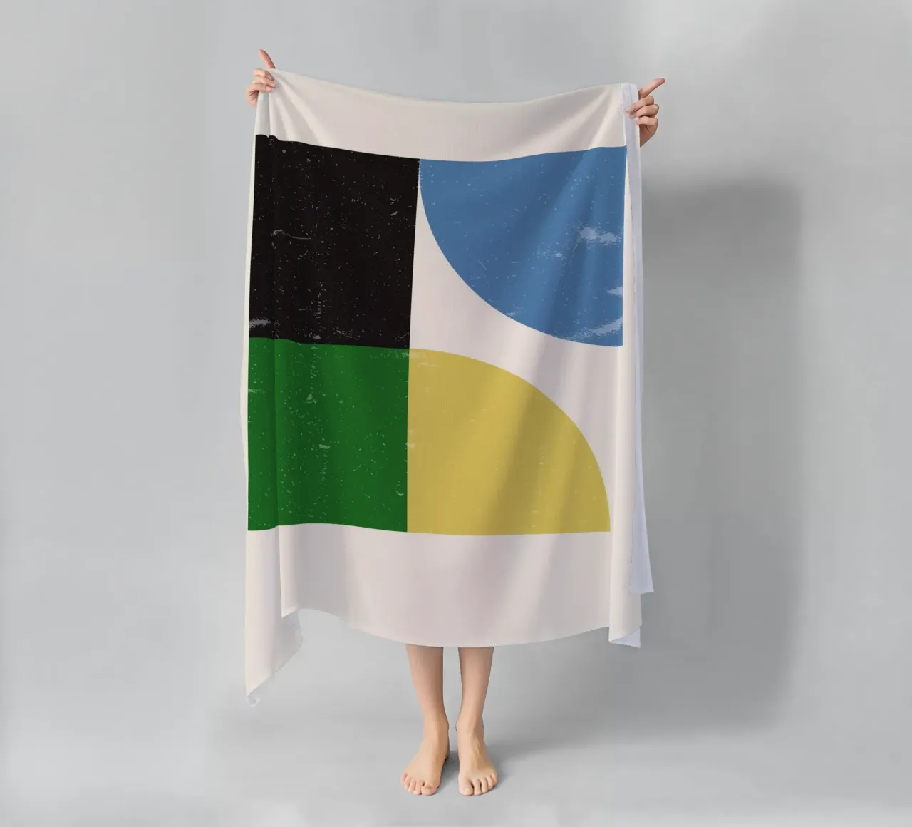 Retro Bauhaus Grid – Geometric Color Blocks beach towel by Studio Vibe