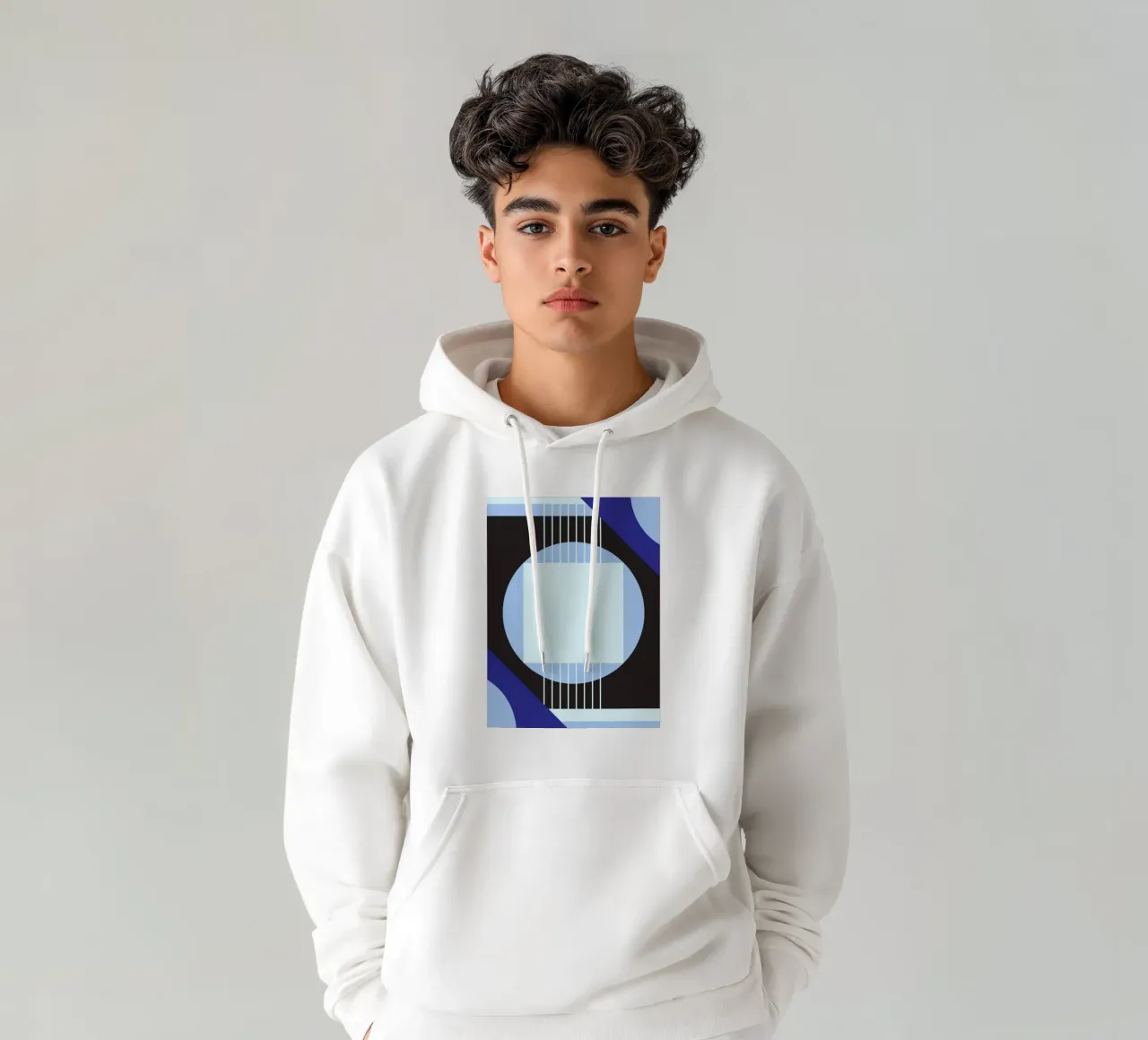 Bauhaus Geometry - Composición abstracta azul sudadera con capucha de Studio Vibe
